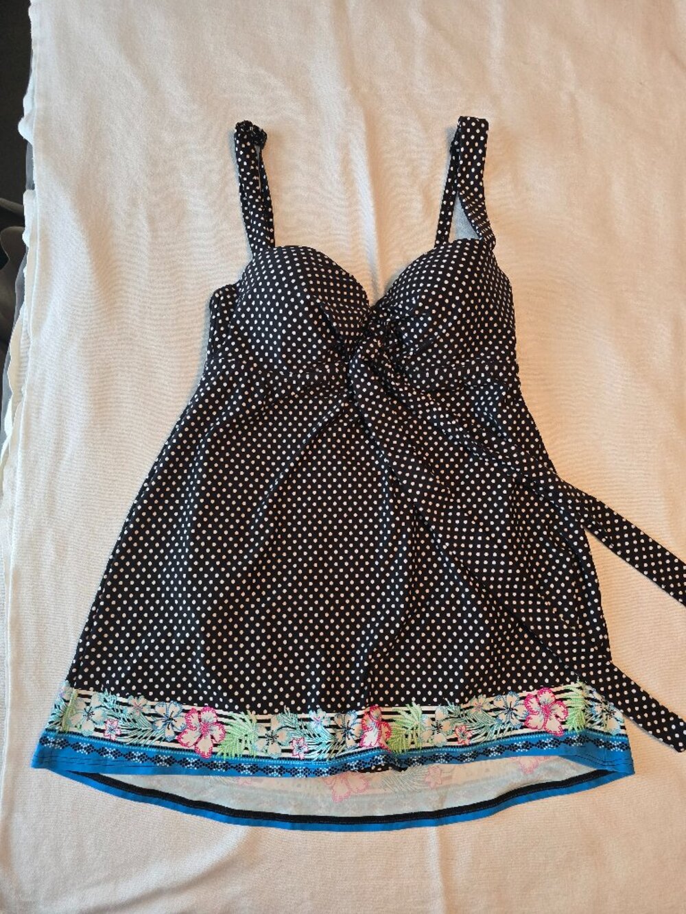Coco Reef Black White Polka Dot 5-Way Swim Dress – Bra Sized 32/34C Swimsuit